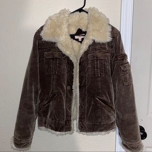 Brown J LO Jennifer Lopez Early y2k Fur Lined Coat